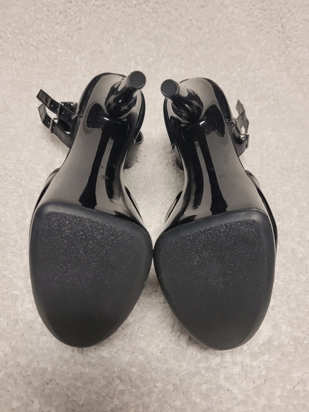 Ellie Black Patent Platform Ankle-Strap Heels